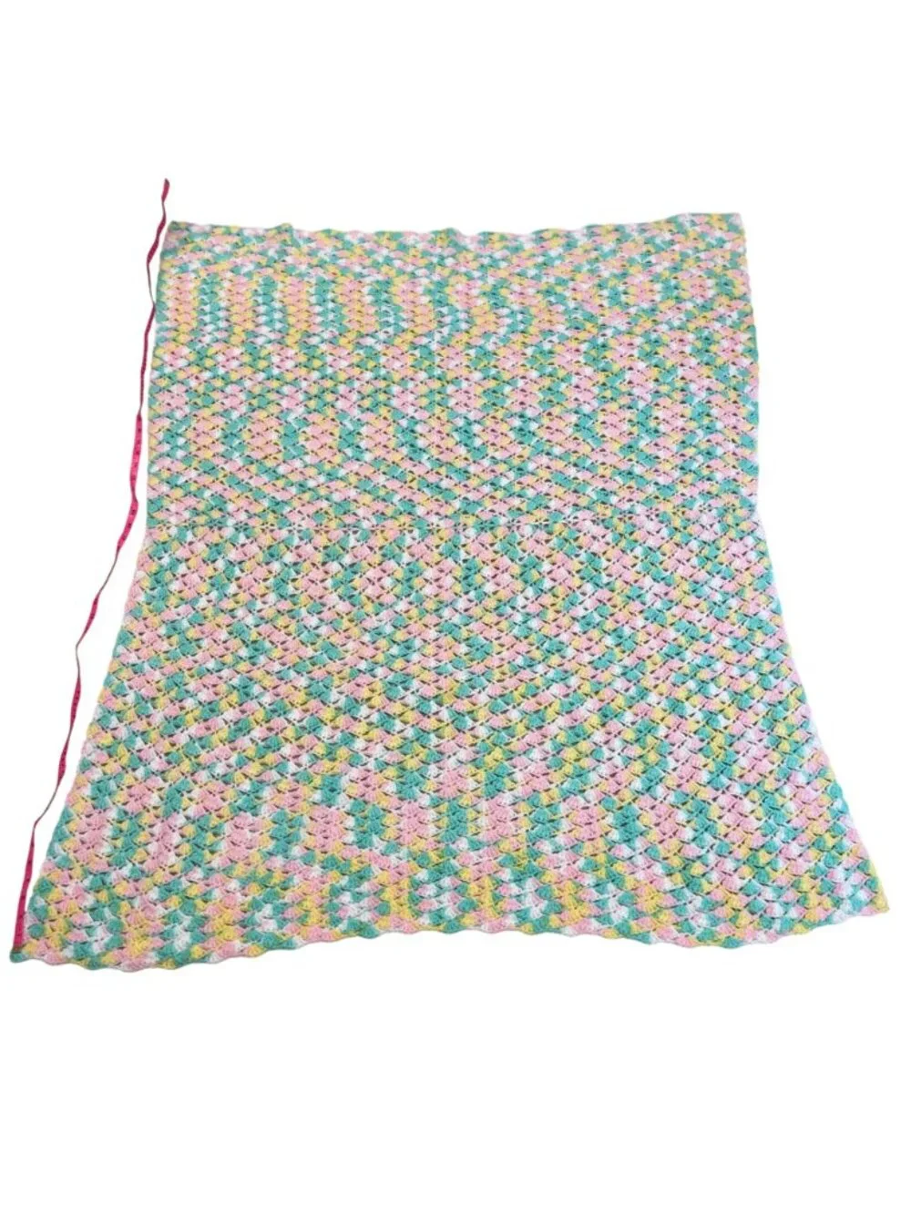 Handmade Pastel Crochet Afghan Throw Blanket Baby Girl Nursery Approx: 48